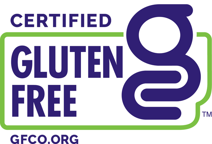 Certified Gluten Free logo with 'GFCO.ORG' on a white background
